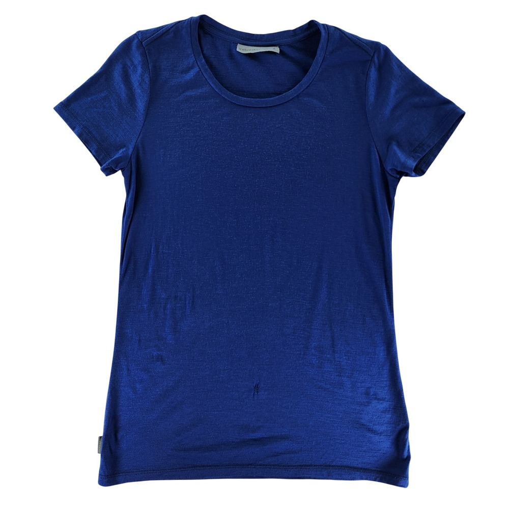 Icebreaker T-Shirt Womens S Blue Slim Fit Merino Wool Blend Short Sleeve Tee